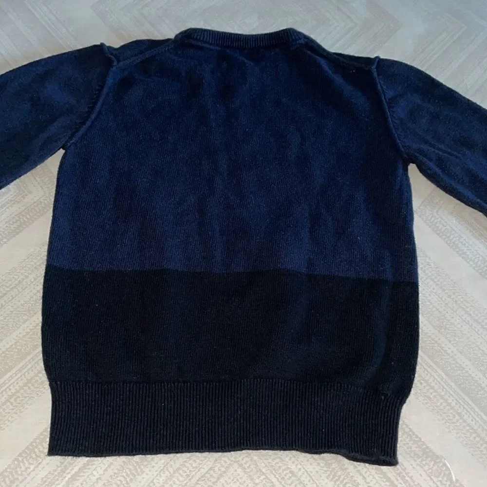 Vince Boys Navy Blue & Black Crewneck Sweater